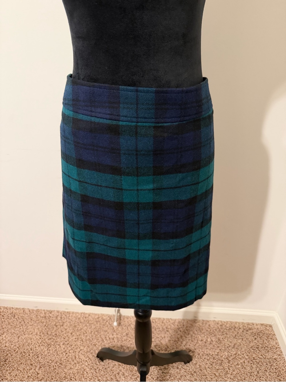 J.CREW Women's Teal and Navy Plaid Skirt